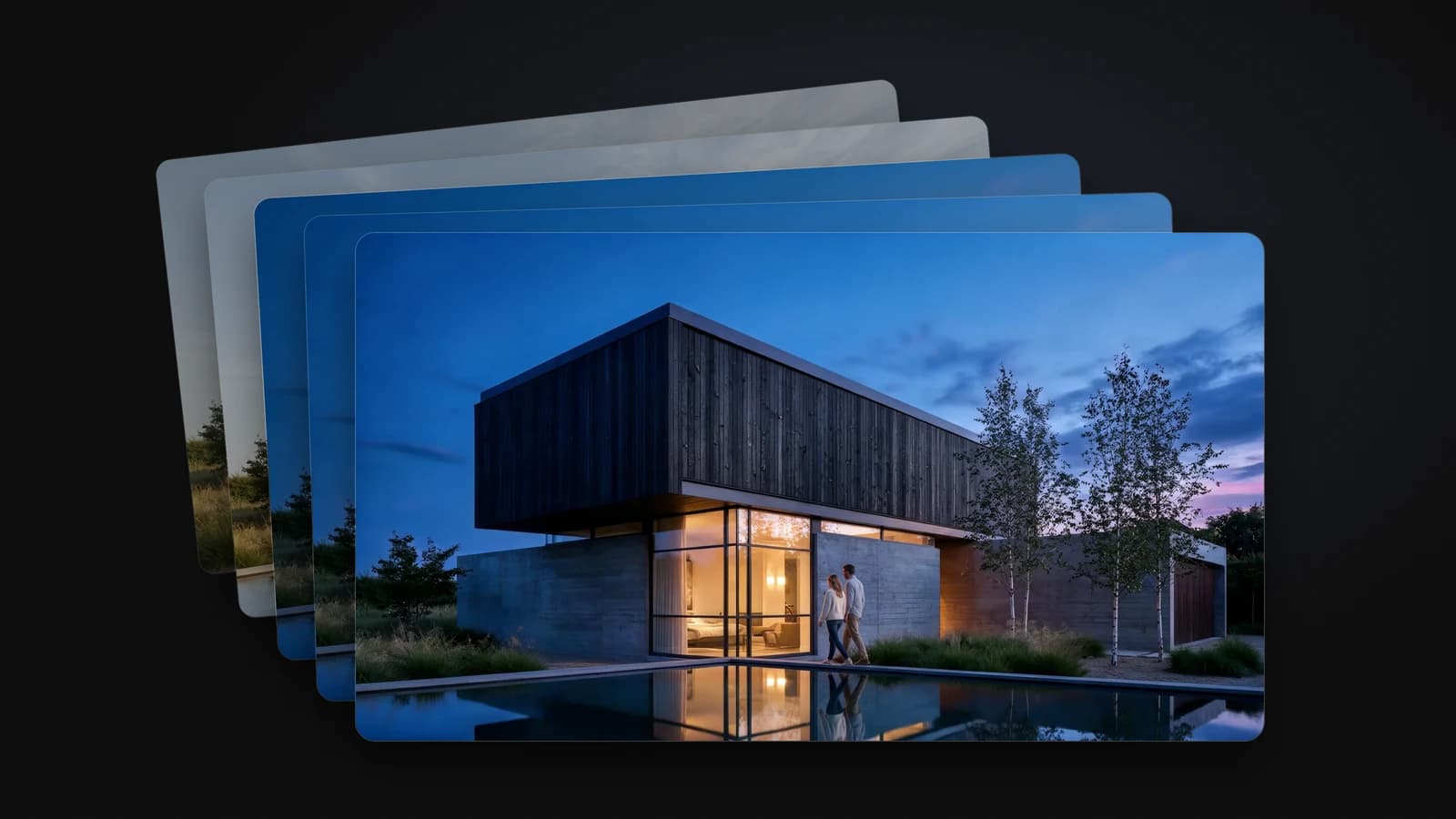 The same render across four edits in a row