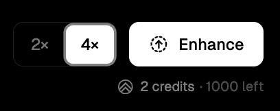 The 2× / 4× scale toggle and the Enhance button