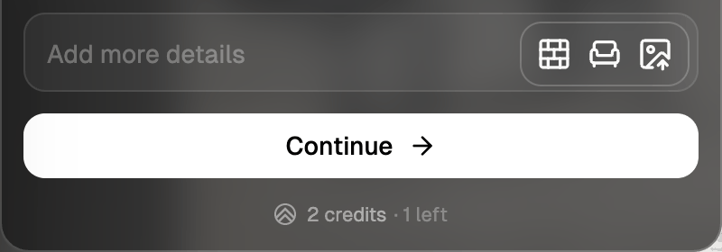 The "Add more details" field, with the shortcuts to References and Continue