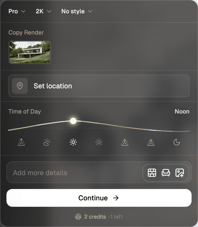 Render configuration panel