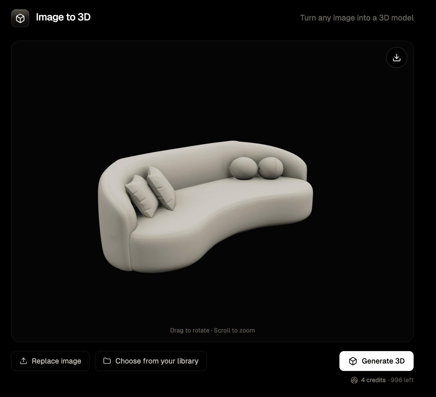 Inspect and export GLB step in the Render a House Image to 3D workflow