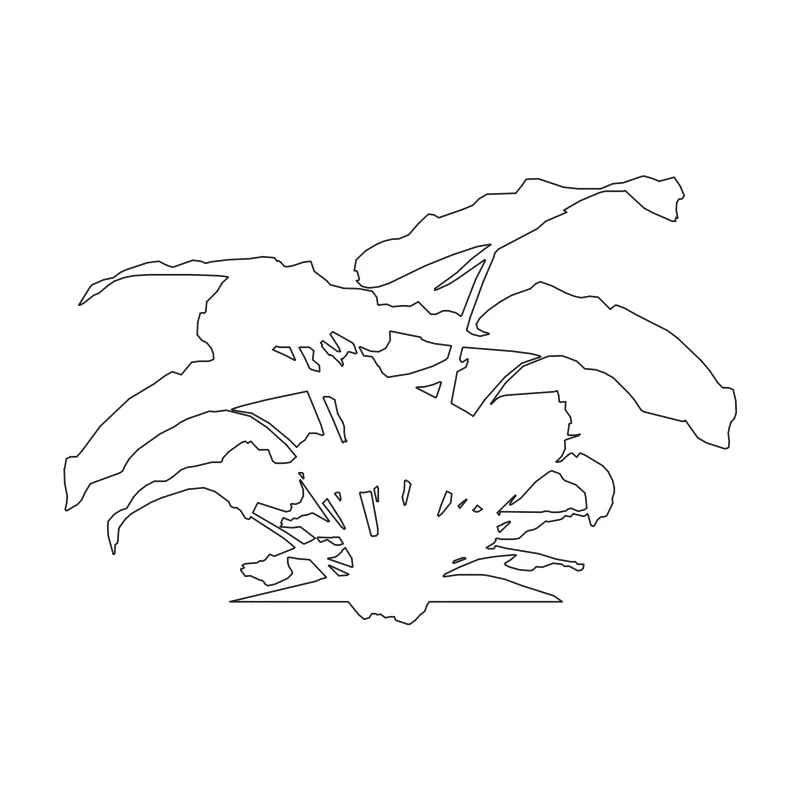 Elephant ear plant (Alocasia) CAD block in elevation, line drawing