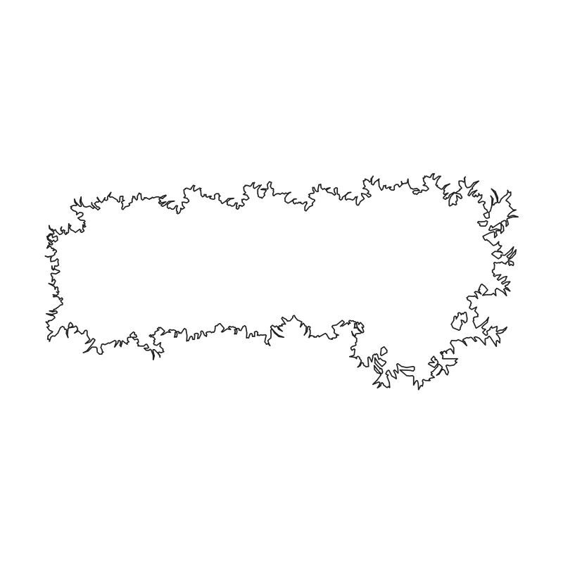 Rectangular hedge CAD block in plan view, line drawing