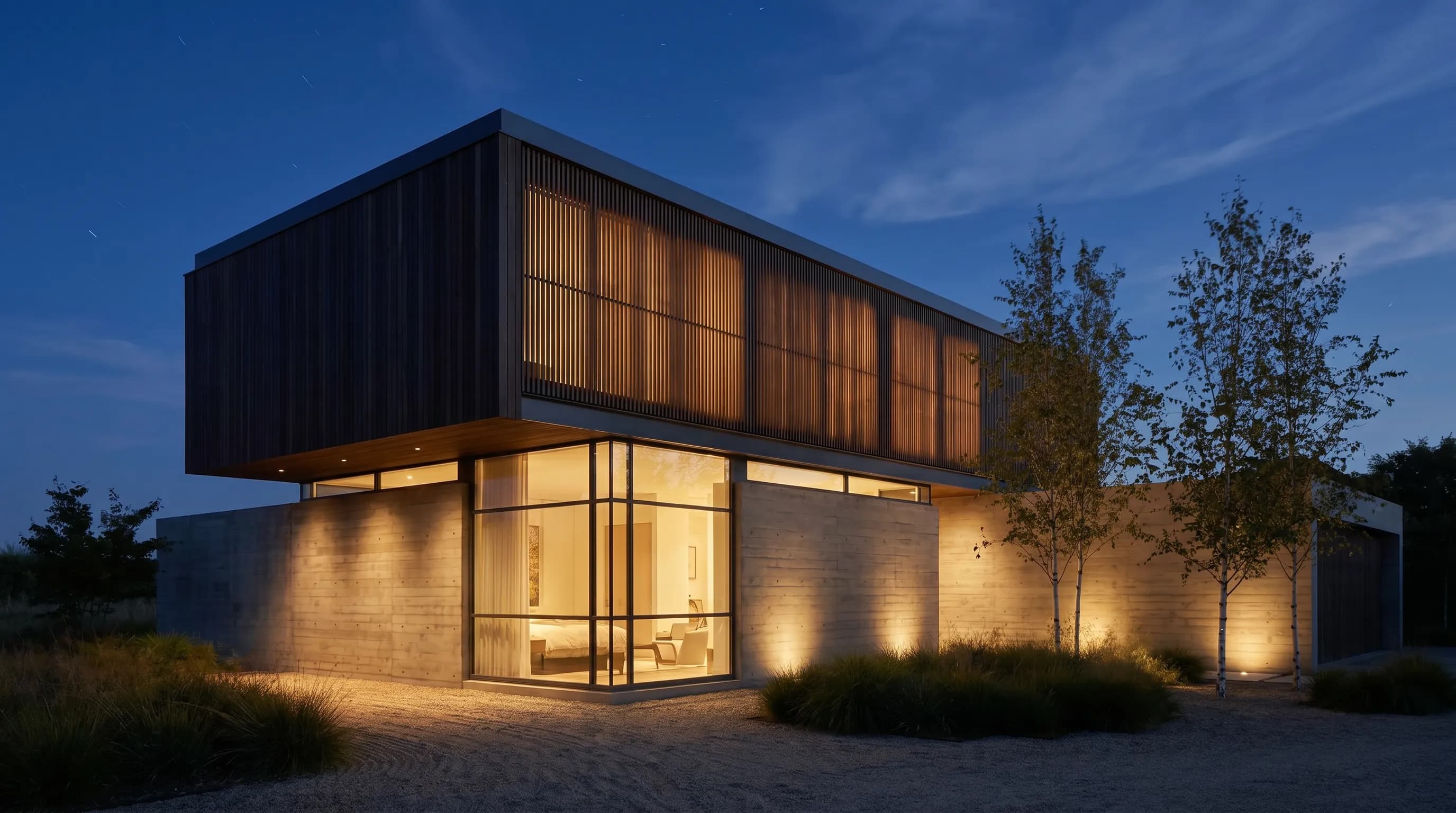 The same house at night