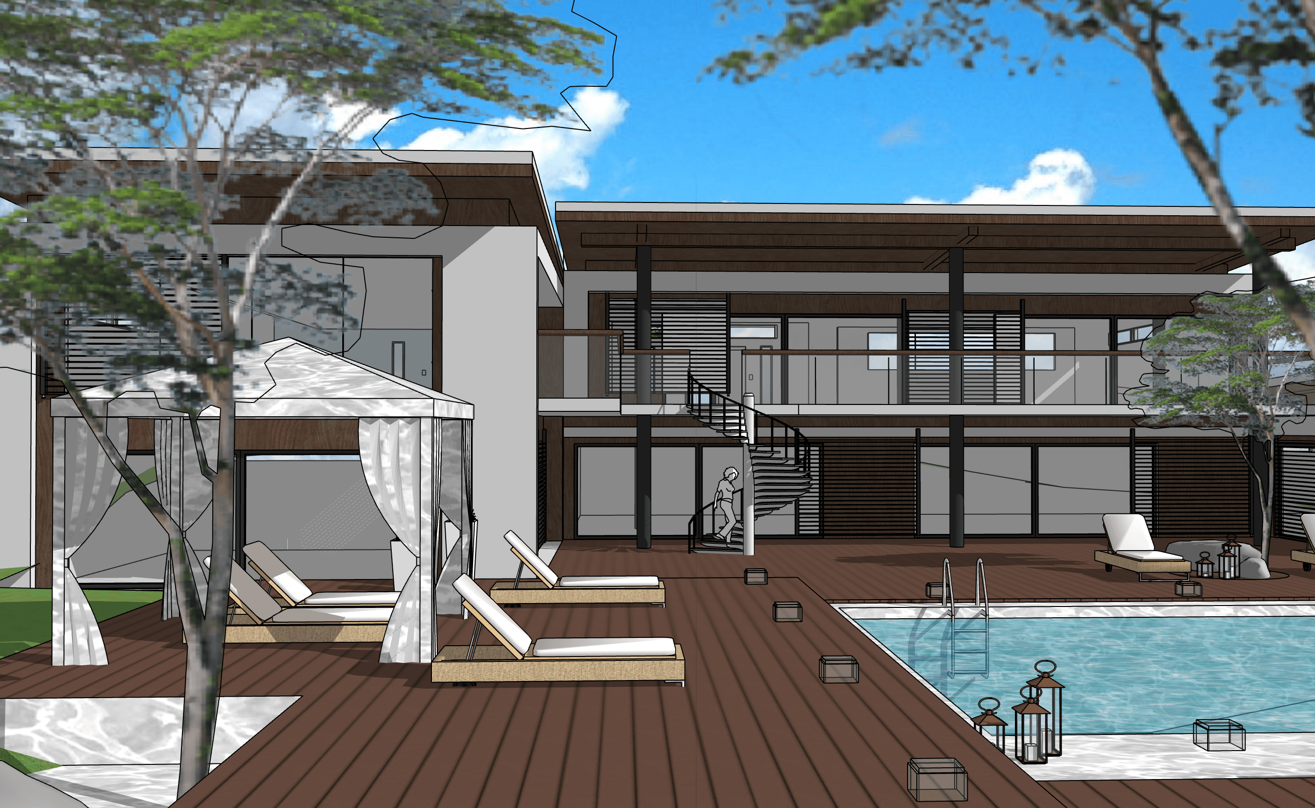 Modelo exterior usado como punto de partida para un concepto de alberca