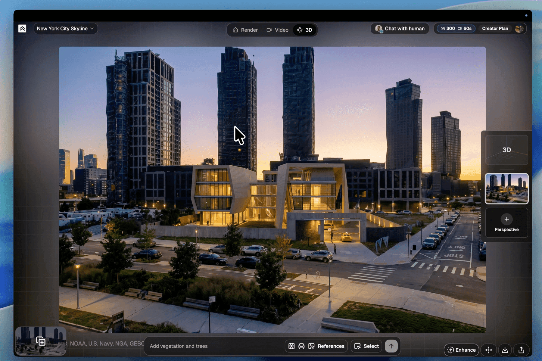 Risultato finale del render — output fotorealistico dalla scena 3D
