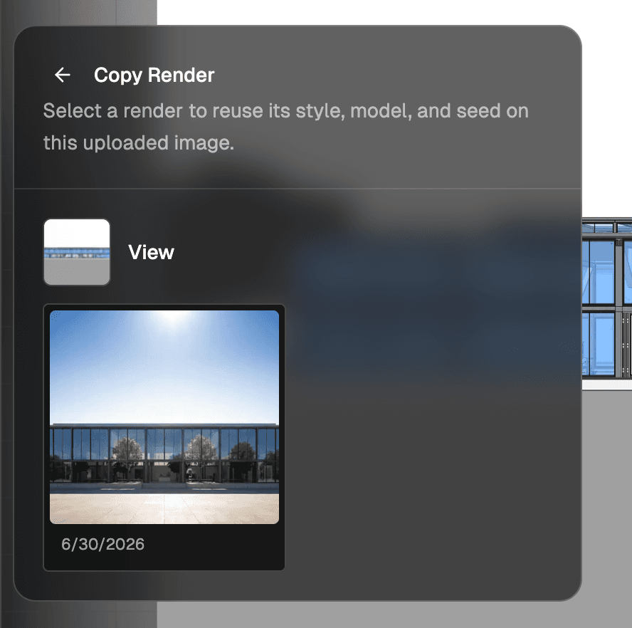 Copy Render panel