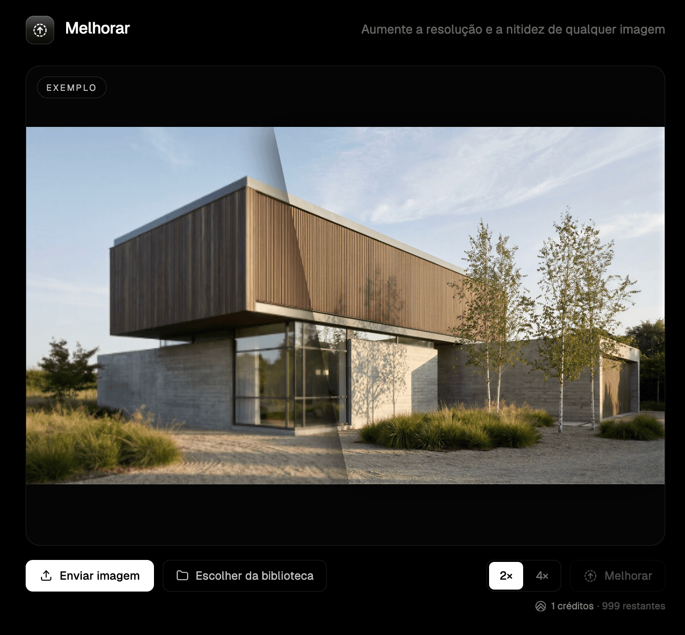 A ferramenta Melhorar com um exemplo de comparação antes / depois