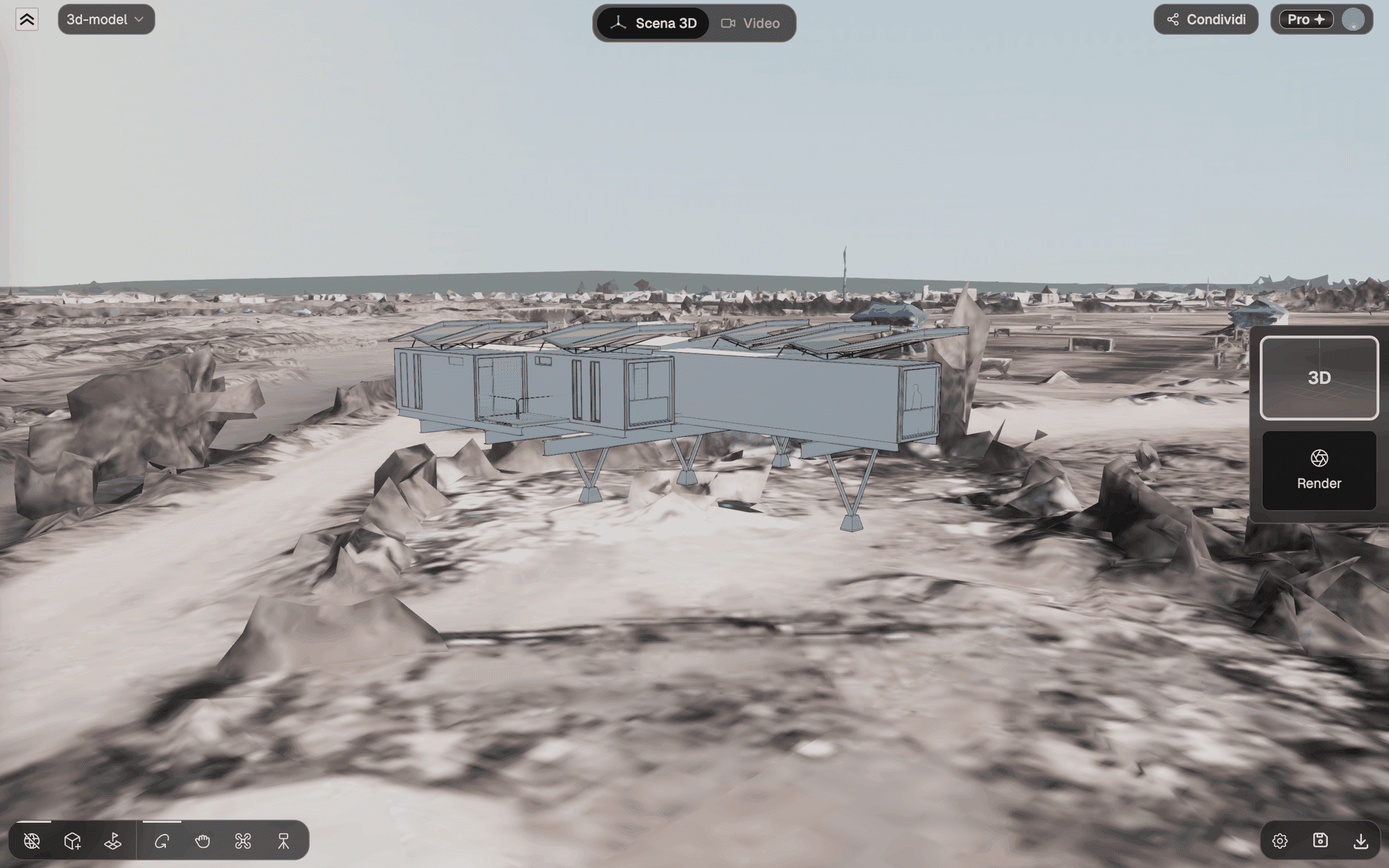 Esplorare la scena 3D con i controlli fly