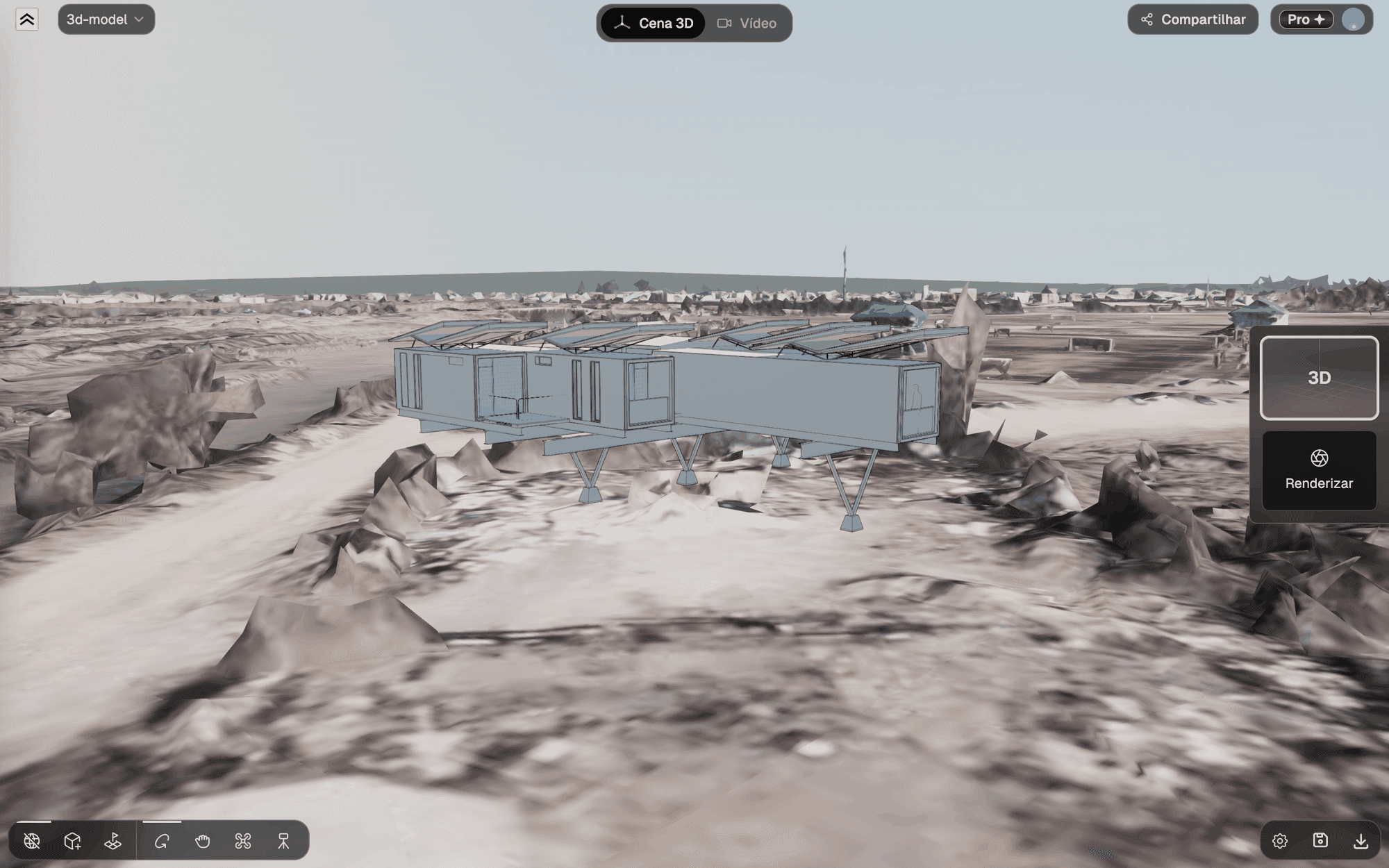 Explorando a cena 3D com os controles fly
