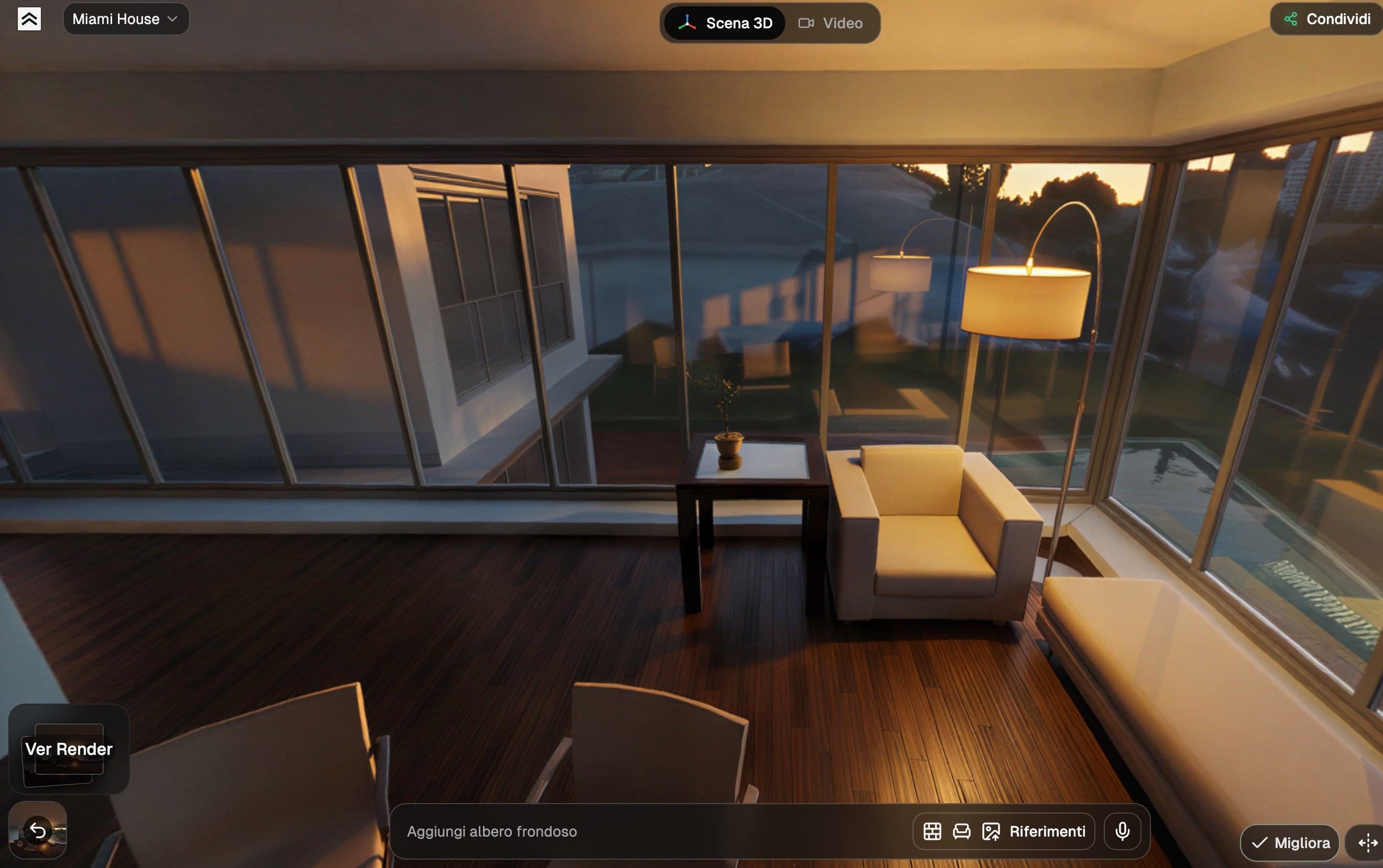 Esplorare un render 360 finito dentro il visore immersivo