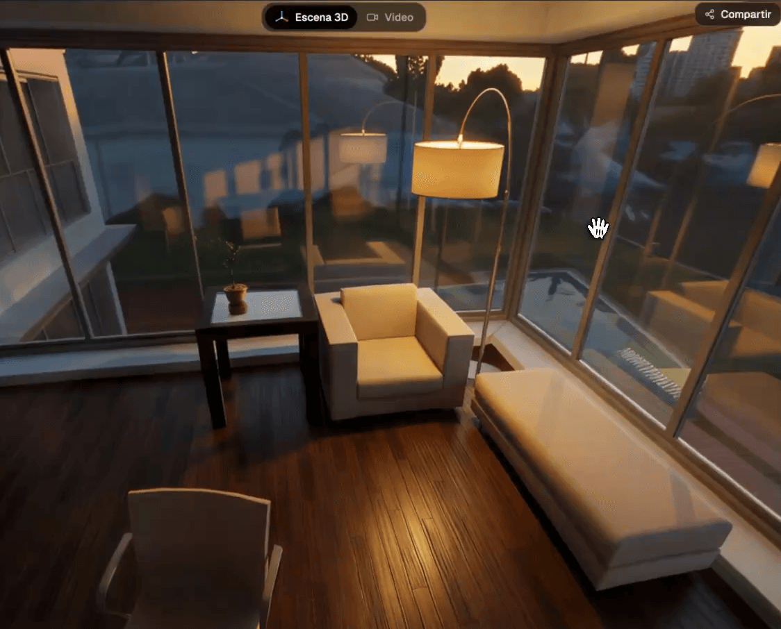 Exploring a finished 360 render inside the immersive viewer