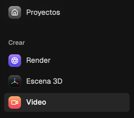 Opción Video en la barra lateral izquierda