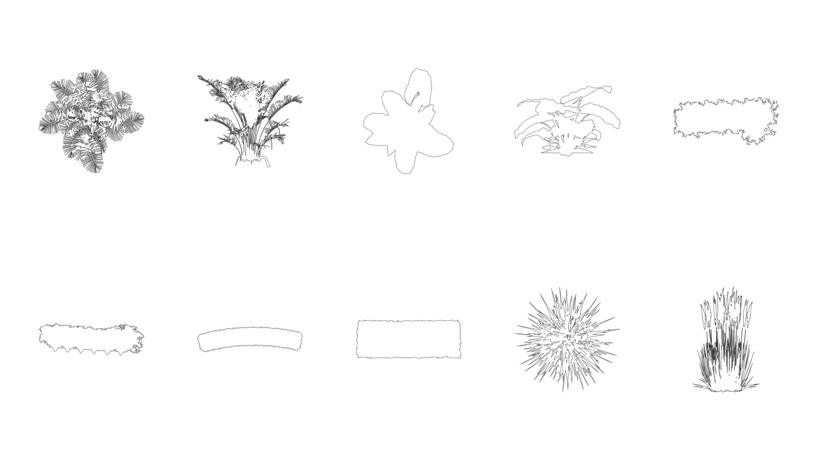 Free Palm Tree, Shrub & Grass CAD Blocks (DWG)