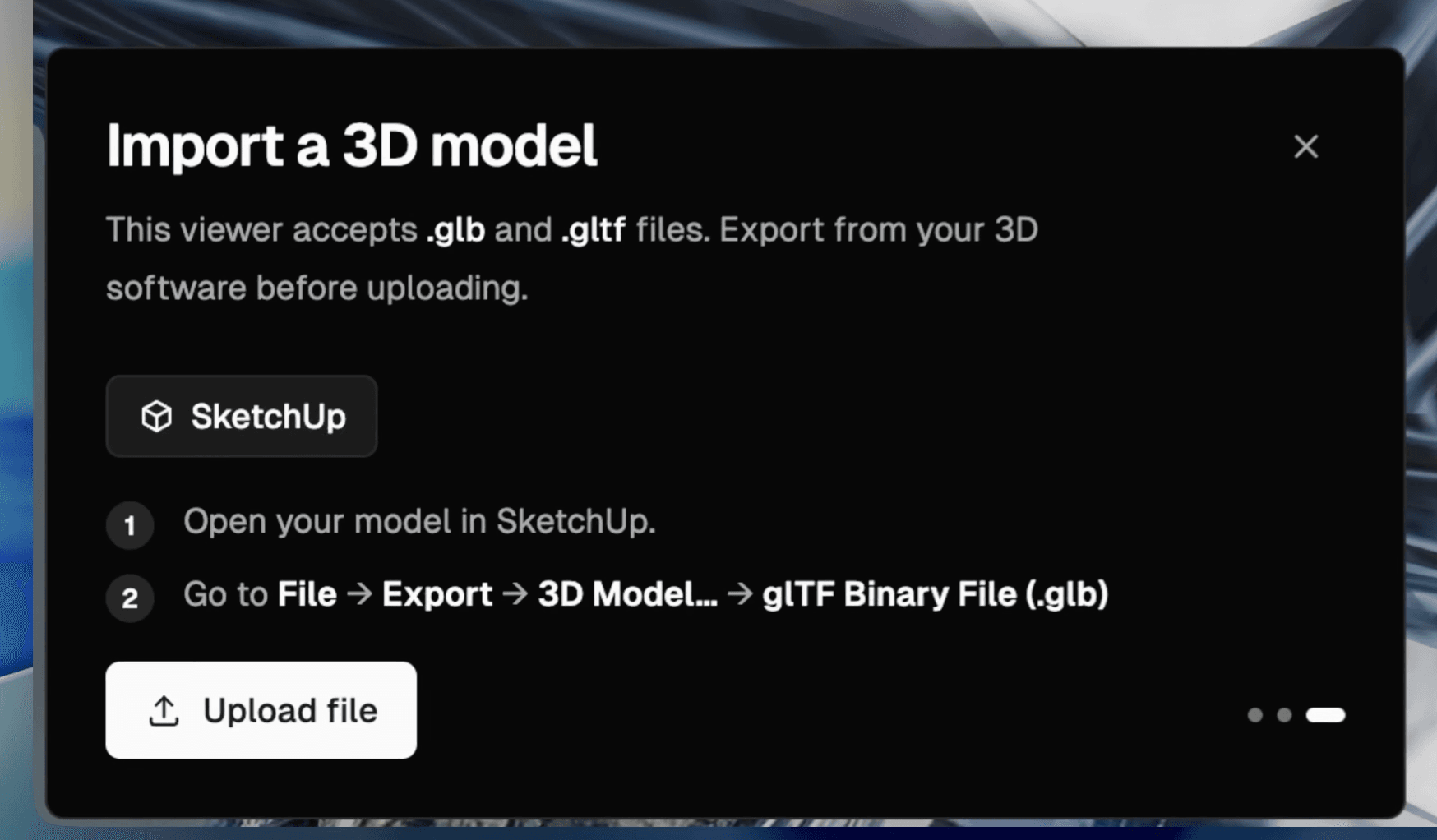 The Import a 3D model dialog in Render a House