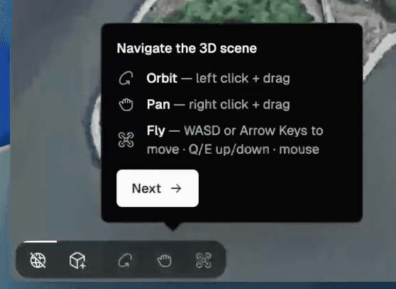Orbit, pan, and fly controls in 3D Preview