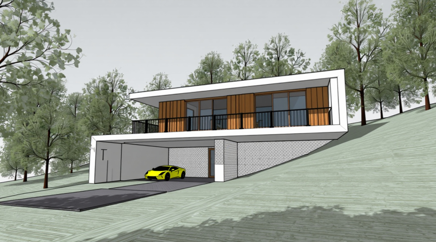 Clean architectural drawing used as a schematic-stage rendering input.