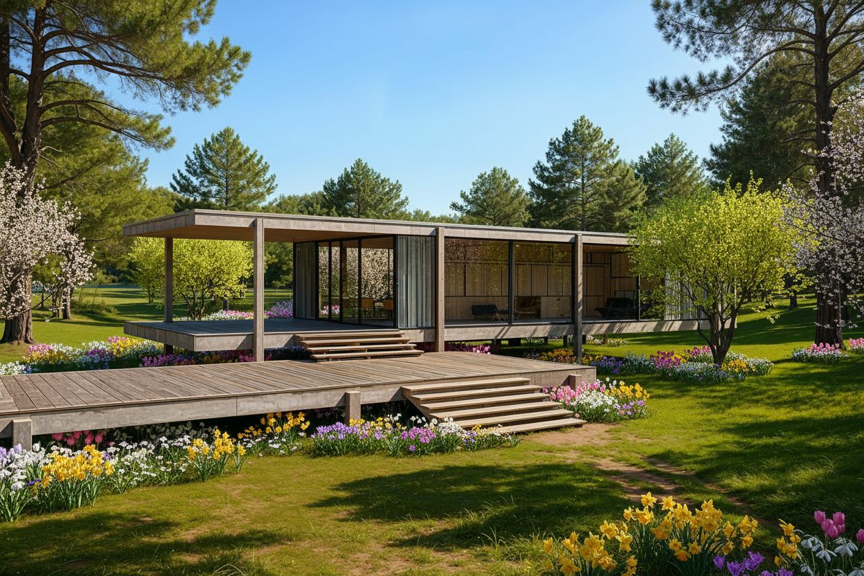 Finished Render a House exterior rendering of a modern home in a green site context.